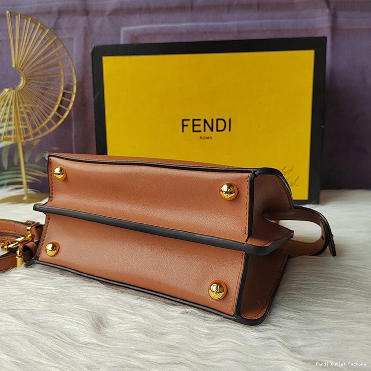 Affordable HOT Petite Fendi Nappa Brown Bag Leather ISeeU Peekaboo In 0719